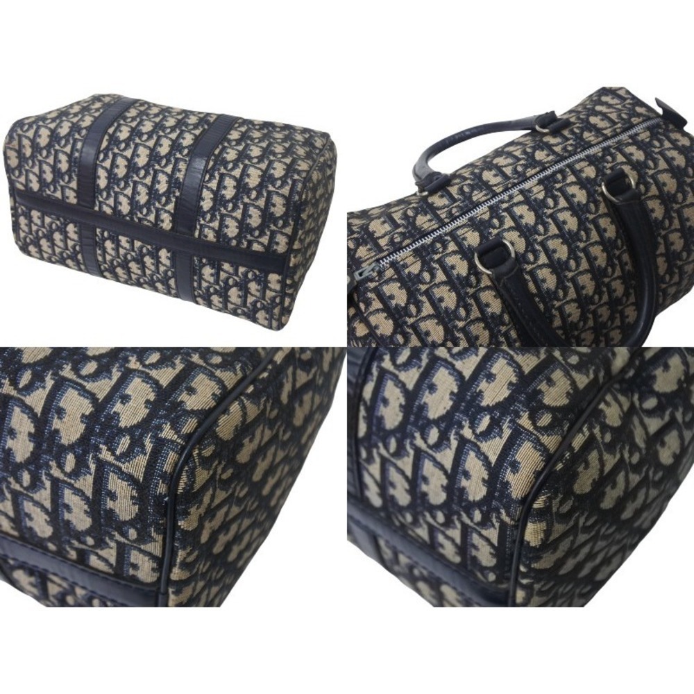 Christian Dior Trotter Boston Bag Navy Blue Beige Tan - Picture 7 of 9